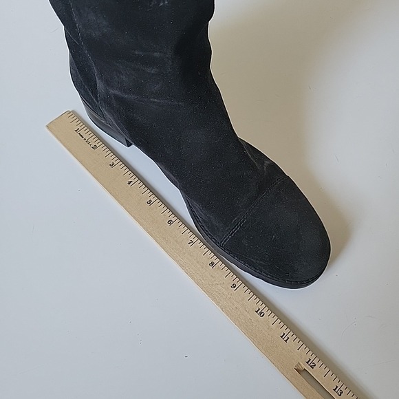 Stuart Weitzman Duluth Mid Calf Moto Boots 9.5M Black Suede Mid Calf Round Toe - Picture 9 of 13